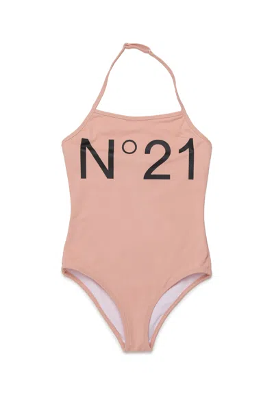 N°21 Kids' Halter-neck Swimsuit In Neutral