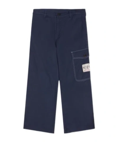 N°21 Cotton Blend Gabardine Cargo Pants In Black