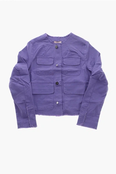 N°21 Cotton Blend Utility Jacket With Jewel Button In Purple