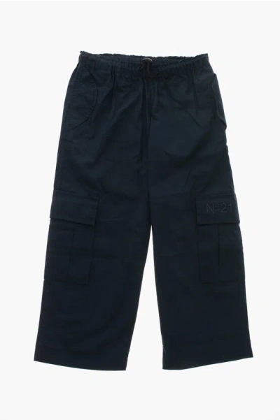 N°21 Cotton Cargo Pants With Drawstring In Black