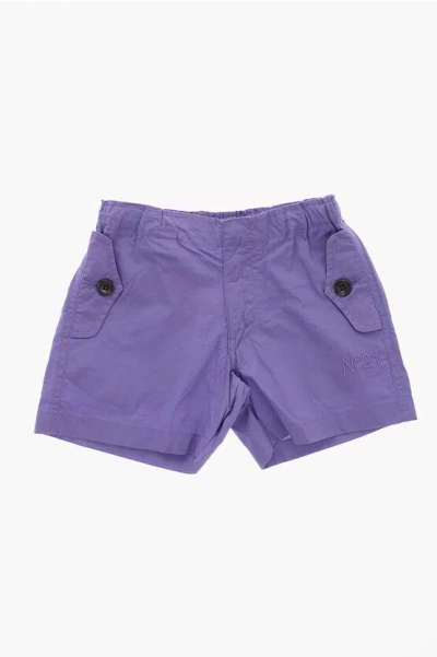 N°21 Cotton Shorts With Embroidered Logo In Purple