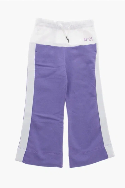 N°21 Cotton Sweatpants With Contrasting Side Bands In Purple