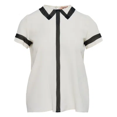 N°21 Crepe De Chine Short Sleeve Blouse In White