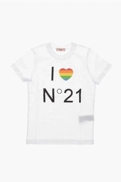 N°21 Crew Neck I Love N21 T-shirt With Print In White