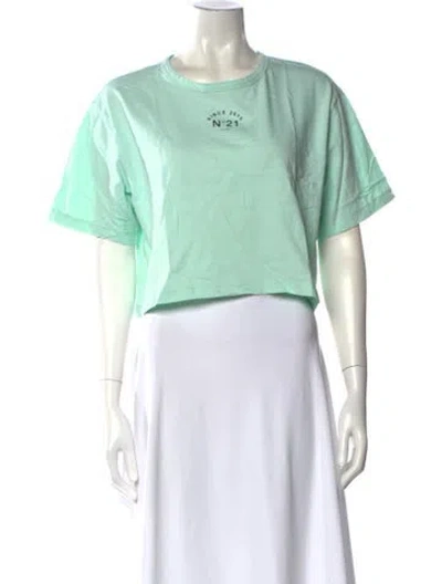 Pre-owned N°21 Crew Neck Short Sleeve Crop Top In Green