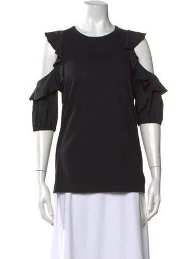 Pre-owned N°21 Crew Neck Three-quarter Sleeve Top In Black