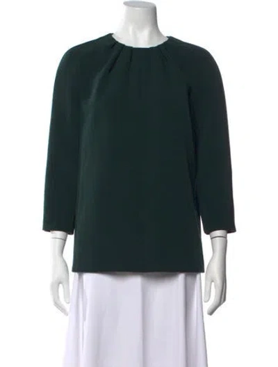 Pre-owned N°21 Crew Neck Three-quarter Sleeve Top In Green
