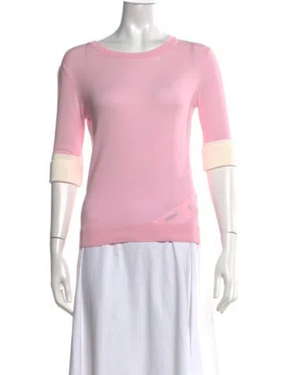 Pre-owned N°21 Crew Neck Three-quarter Sleeve Top In Pink