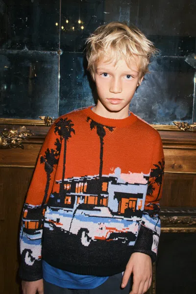 N°21 Kids' Crew-neck Pullover With Logo In Red