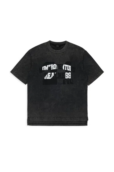 N°21 Kids' Crew-neck T-shirt With Logo In Black