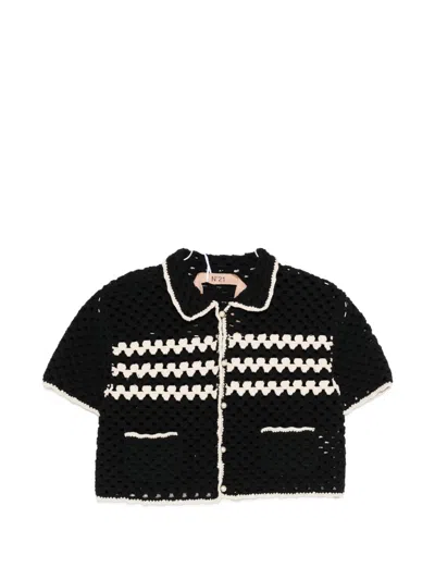 N°21 Crochet Cropped Jacket In Black