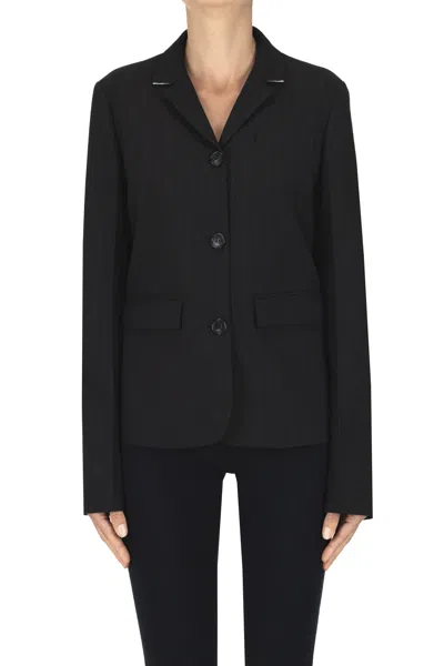 N°21 Cropped Pinstriped Blazer In Black