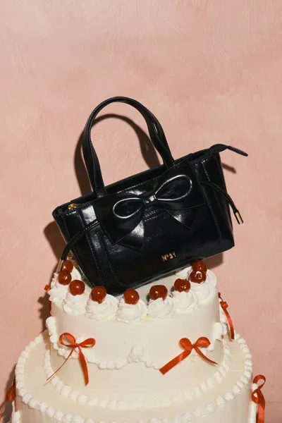 N°21 Kids' Cross-body Bag With Oversized Bow In Black