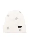 N°21 Crystal-embellished Beanie In Neutral