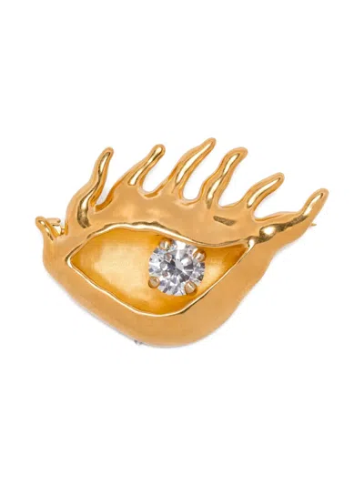 N°21 Crystal-embellished Brooch In Gold