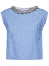N°21 N21 Embellished Sleeveless Top In Blue