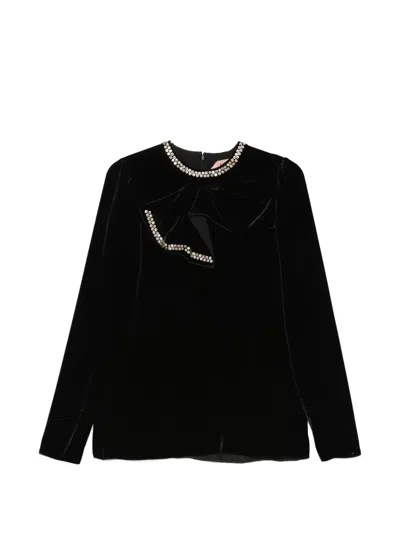 N°21 Crystal-embellished Bow-detail Top In Black