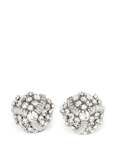 N°21 Crystal-embellished Clip-on Earrings In Green