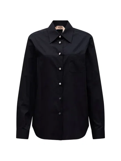 N°21 Crystal-embellished Shirt In Black