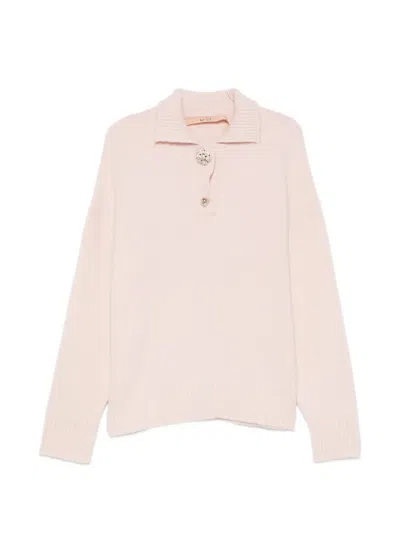 N°21 Crystal-embellished Spread-collar Sweater In Pink