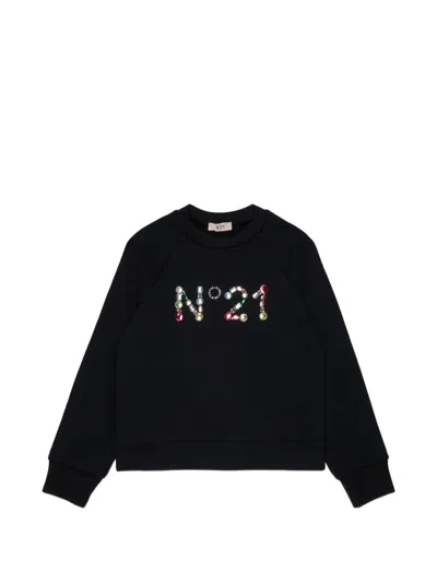 N°21 Kids' Crystal-embellished Sweatshirt In Black