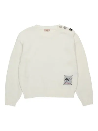 N°21 Kids' Decorative-button Jumper In White
