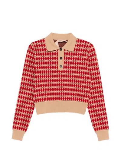 N°21 ダイヤパターン ポロシャツ In Brown