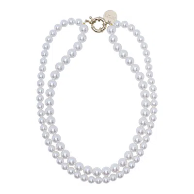 N°21 Double Layer Pearl Necklace In Blue