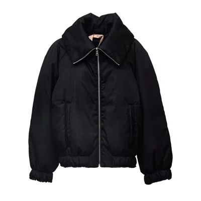 N°21 Down Coat With Wide High Collar And Relaxed Silhouette In Black