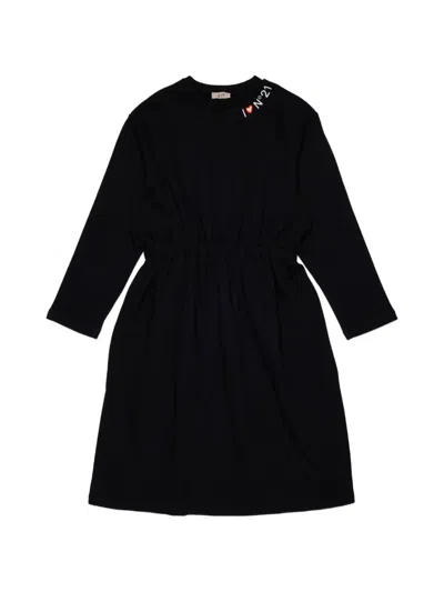 N°21 Kids' Drawstring-waist Logo-print Dress In Black
