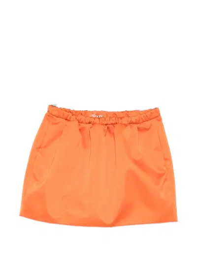 N°21 Elasticated Woven Mini Skirt In Orange