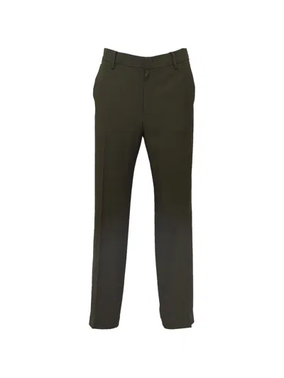 N°21 Straight-leg Trousers With Mid-rise Waistband And Concealed Pockets In Green