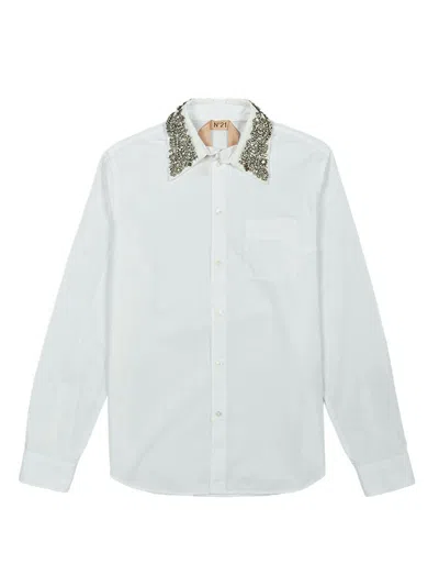 N°21 Embellished Collar Shirt In White