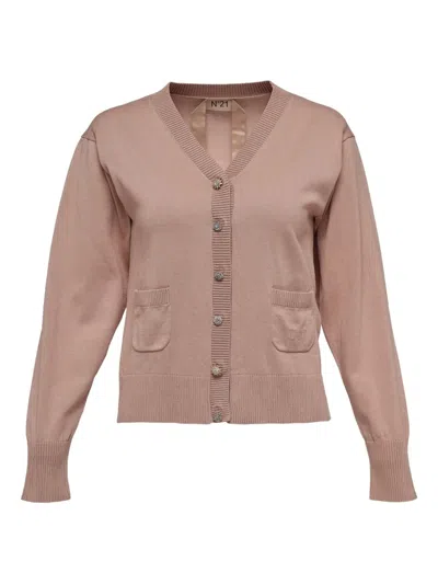 N°21 Embellished Pocket Cardigan In Neutral