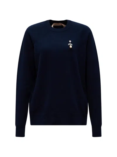 N°21 Embellished Raglan-sleeve Sweater In Blue