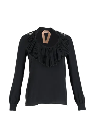 Pre-owned N°21 Embellished Silk Blouse In Black