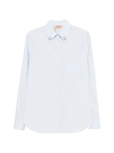 N°21 Embellished-collar Shirt In Blue