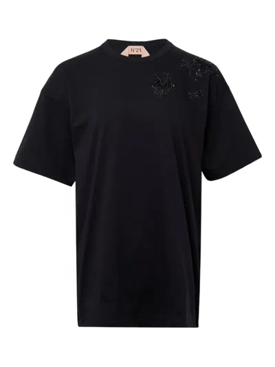 N°21 Embroidery Short-sleeve T-shirt In Black