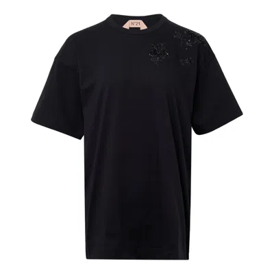 N°21 Embroidery Short Sleeve Tee In Blue