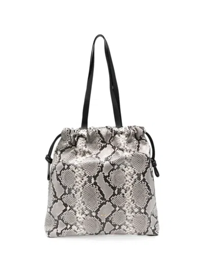 N°21 Eva Snakeskin-effect Drawstring Shoulder Bag In Burgundy