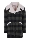 N°21 Checked Jacket Front Pockets Shearling Collar In Multi