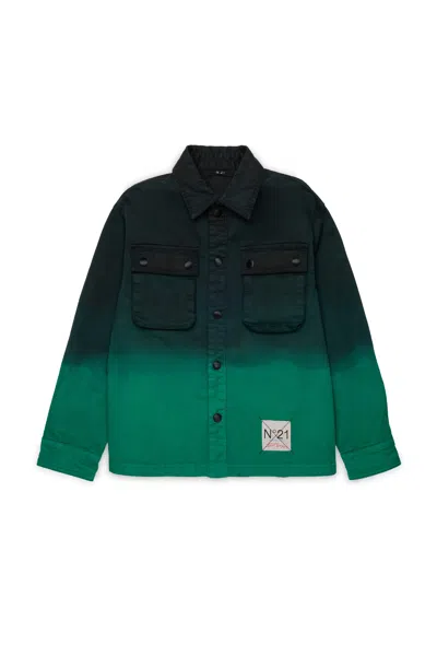 N°21 Kids' Faded-effect Shirt Jacket In Green