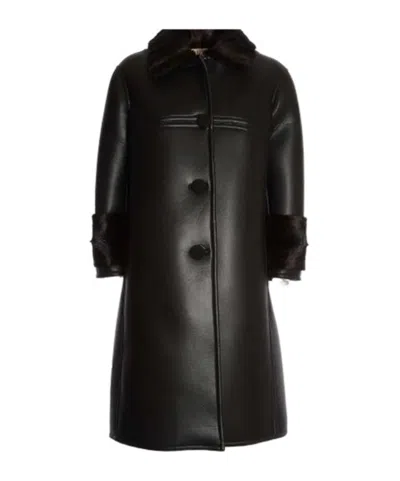 N°21 Faux-fur Collar Coat In Black