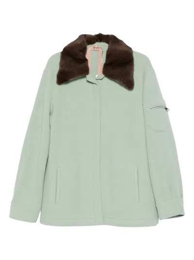 N°21 Faux-fur Collar Jacket In Green
