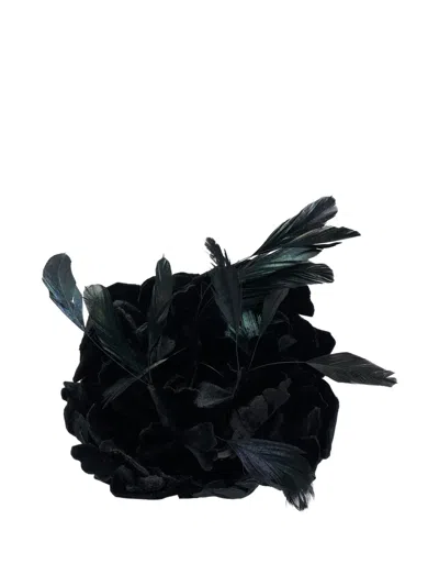 N°21 Feather Flower Brooch In Black
