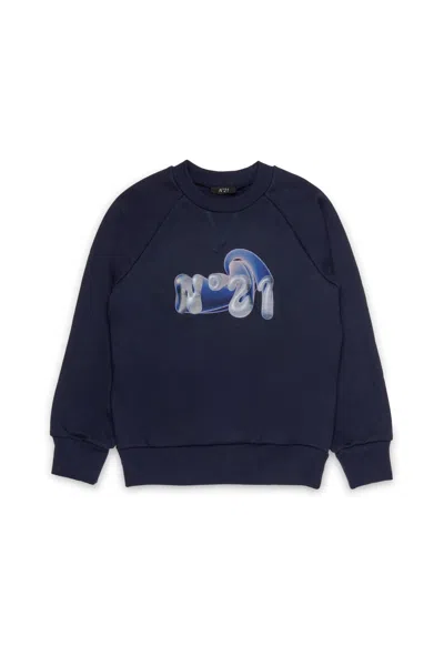 N°21 Kids' Crew-neck Sweatshirt With Torchon Logo In Blue