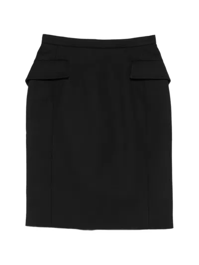 N°21 Flap-pockets Midi Skirt In Black