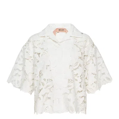 N°21 Floral Lace Blouse In White