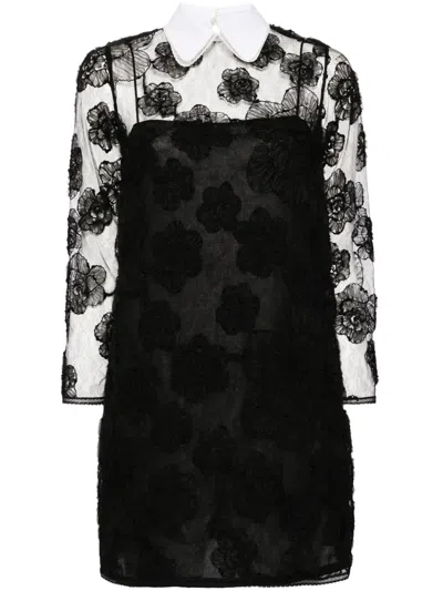 N°21 Floral-lace Mini Dress In Black