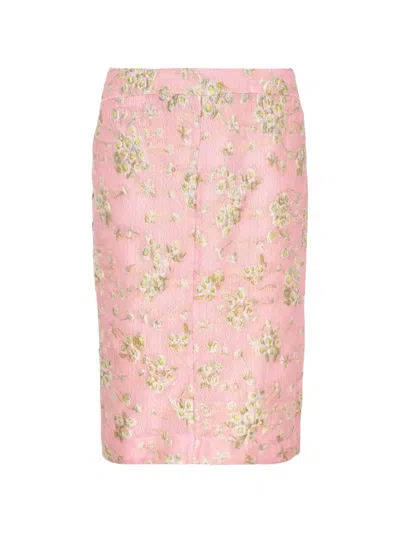 N°21 Floral Midi Pencil Skirt In Pink